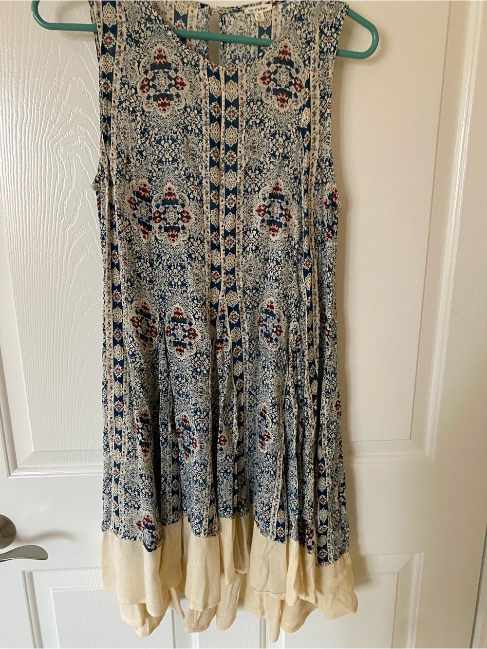 En Crème Floral Boho dress in Cream and Blue